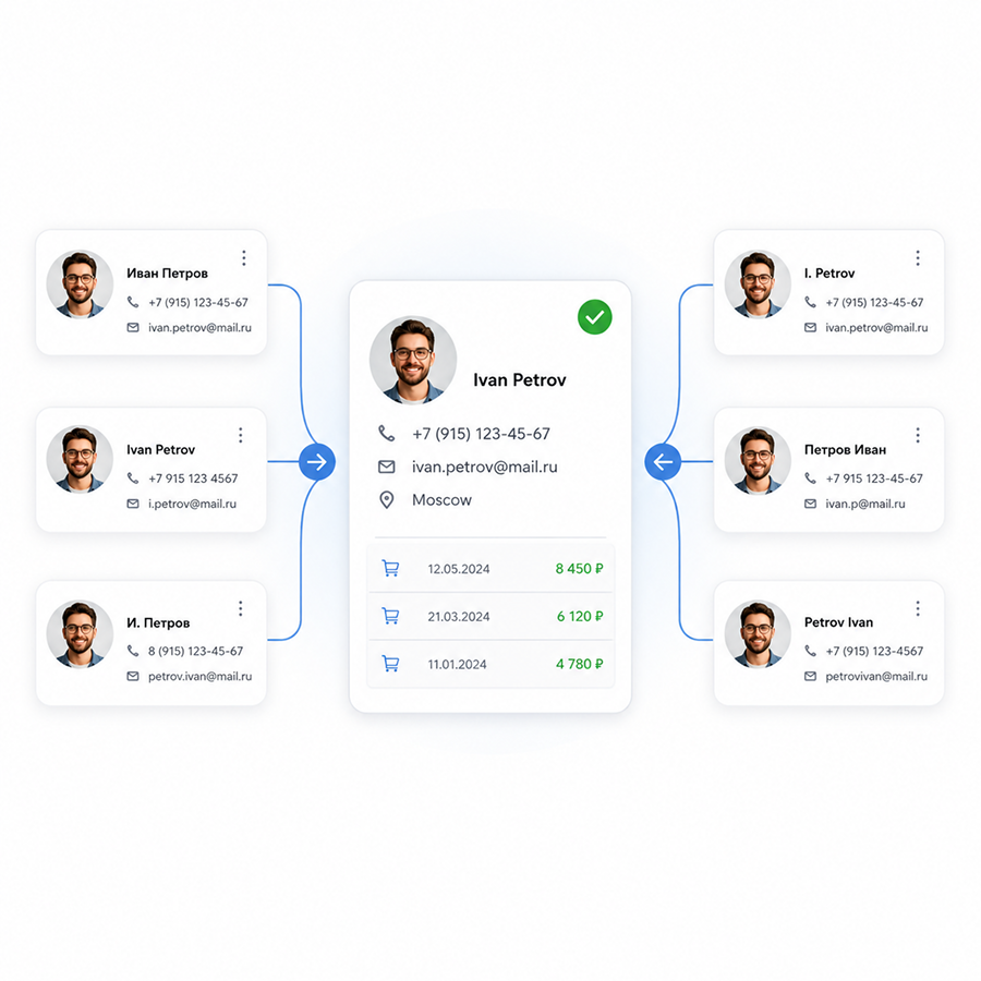 Превью автоматизации объединения дублей RetailCRM